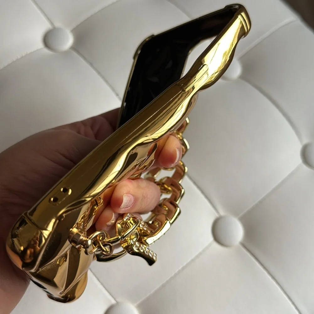 Gold soft case rhinestone for iPhone 15 Pro Max